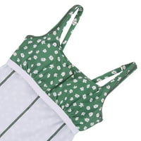 Női gyakorlat edzés ruha beépített rövidnadrág Ujjatlan atlétikai ruhák Golf tenisz Zöld Ditsy Floral XL