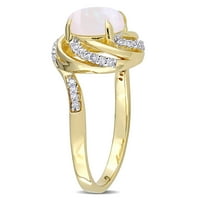 Miabella női 1- Carat T.G.W. Opálfehér topaz és gyémánt akcentus sárga arany flash bevont sterling ezüst kavargó halo