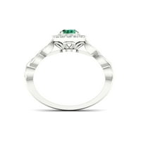 Imperial drágakő Sterling ezüst ovális vágott létre smaragd és létrehozott fehér zafír Halo Női eljegyzési gyűrű
