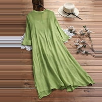 Női ruhák közepes hosszúságú A-Line hüvely Alkalmi Legénység nyak nyári nyomtatott ruha zöld 5XL