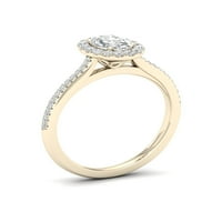 1 3ct tdw ovális gyémánt 10k sárga arany halo gyűrű