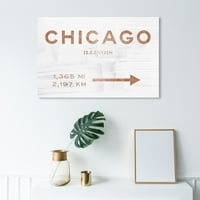 Wynwood Studio Cities and Skylines Wall Art Canvas nyomatok 'Chicago Road Sign Copper' Egyesült Államok városok - Bronz,