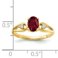 Primal arany karátos sárga arany 7x ovális Lab létrehozott Rubin és egy gyémánt gyűrű