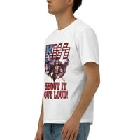 Férfi Kiss Shout White felnőtt hivatalos póló divat póló nagy fehér