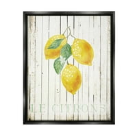 Stupell Le Citronons citrom gyümölcsök rusztikus ételek és italfestés Fekete úszó keretes művészeti nyomtatási fal