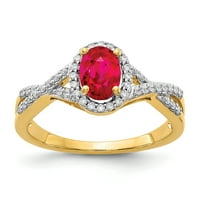 Primal arany karátos sárga arany gyémánt és rubin Halo gyűrű