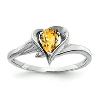 Primal arany karátos fehér arany 6x körte citrin és gyémánt gyűrű